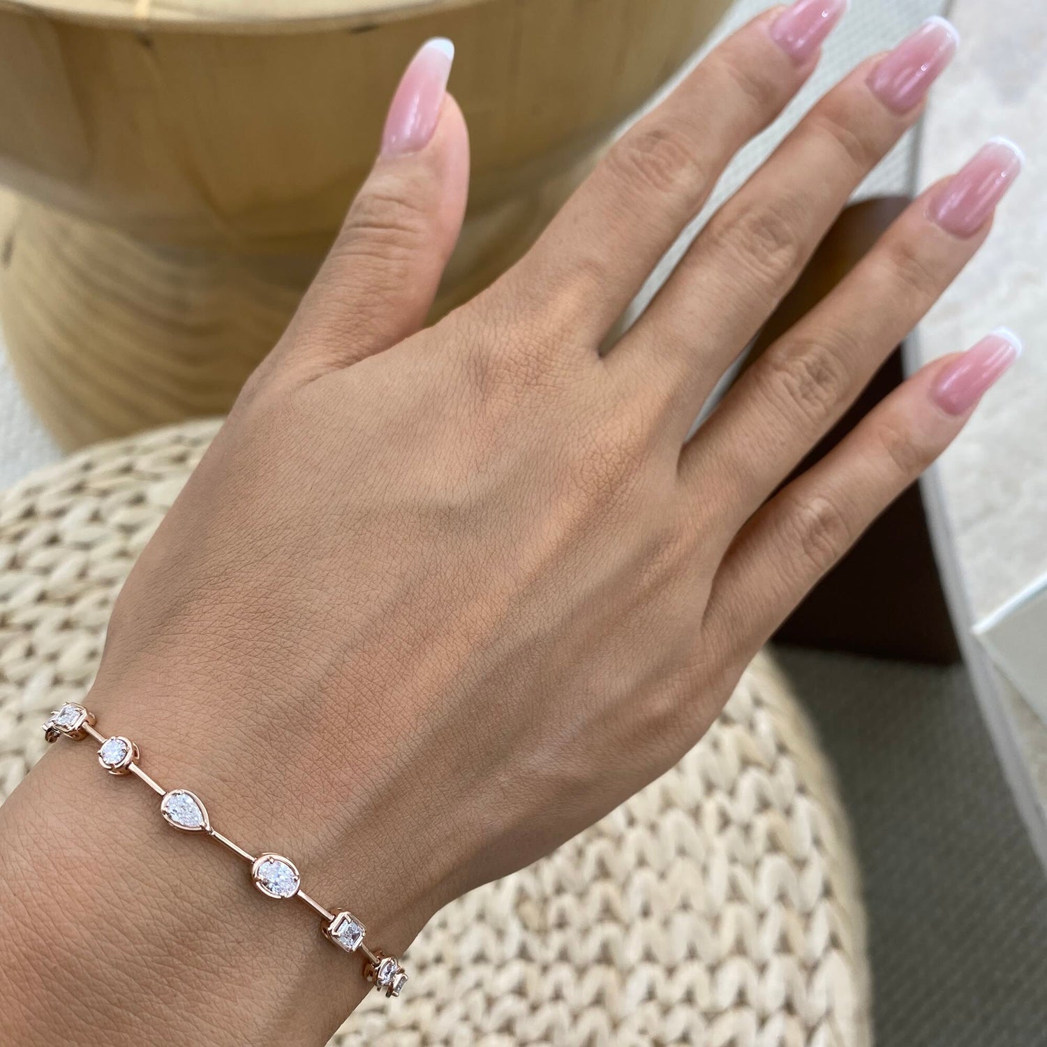 Nicole 2.3 Oval Lab-Grown Diamond Bezel, Station Bracelet