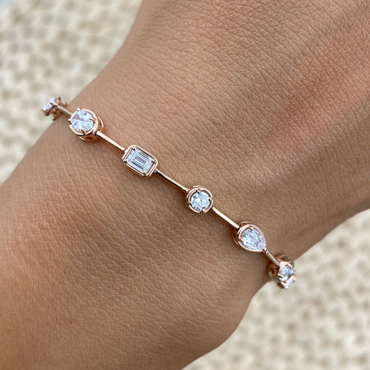 Nicole 2.3 Oval Lab-Grown Diamond Bezel, Station Bracelet
