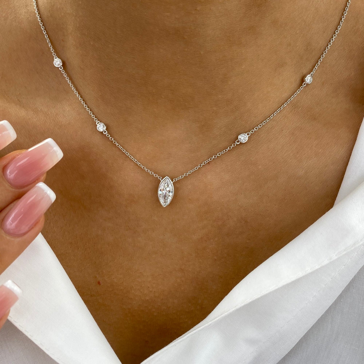 Eliana 1.0 Marquise Lab-Grown Diamond Chain, Station Necklace