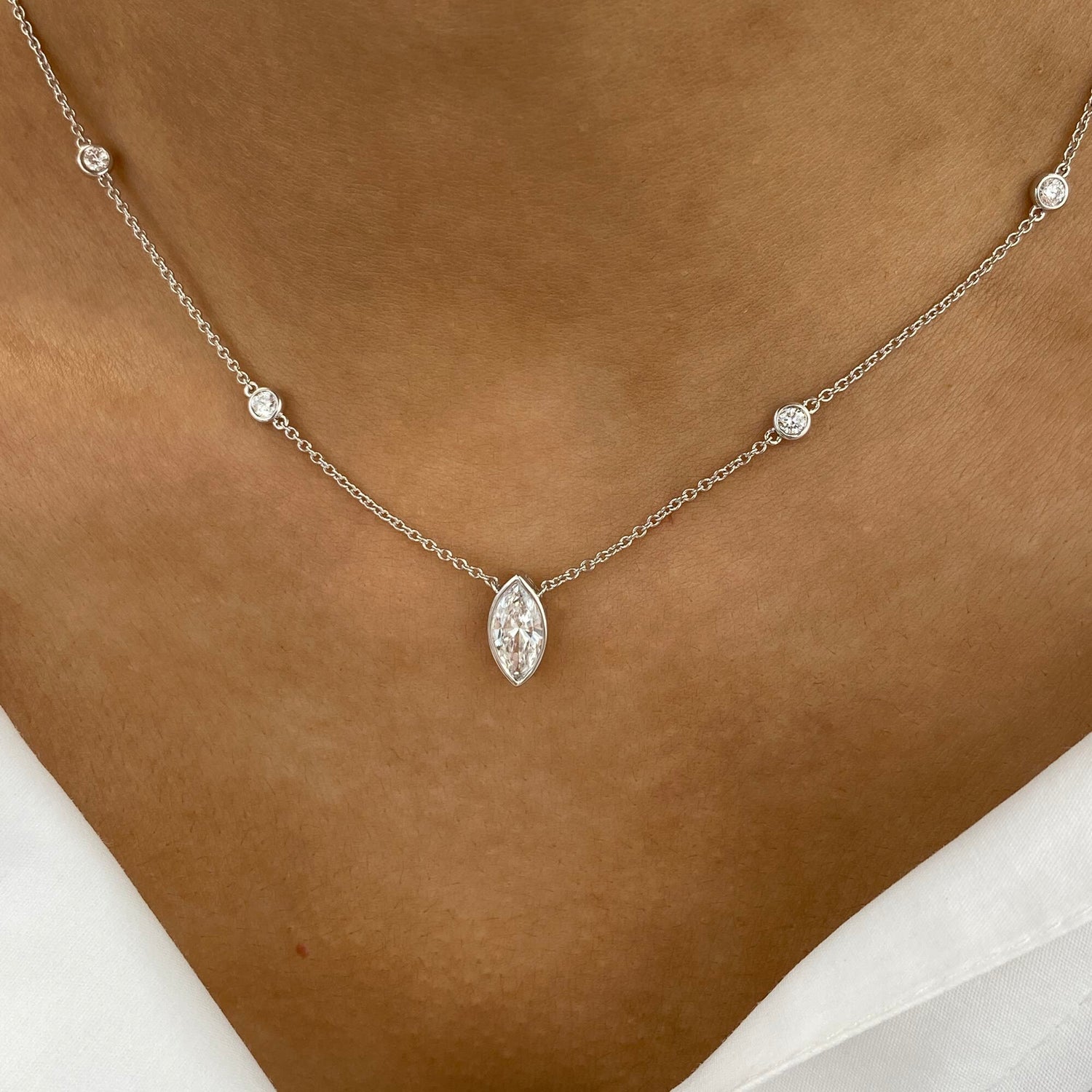 Eliana 1.0 Marquise Lab-Grown Diamond Chain, Station Necklace