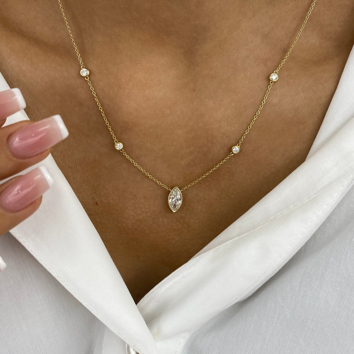 Eliana 1.0 Marquise Lab-Grown Diamond Chain, Station Necklace