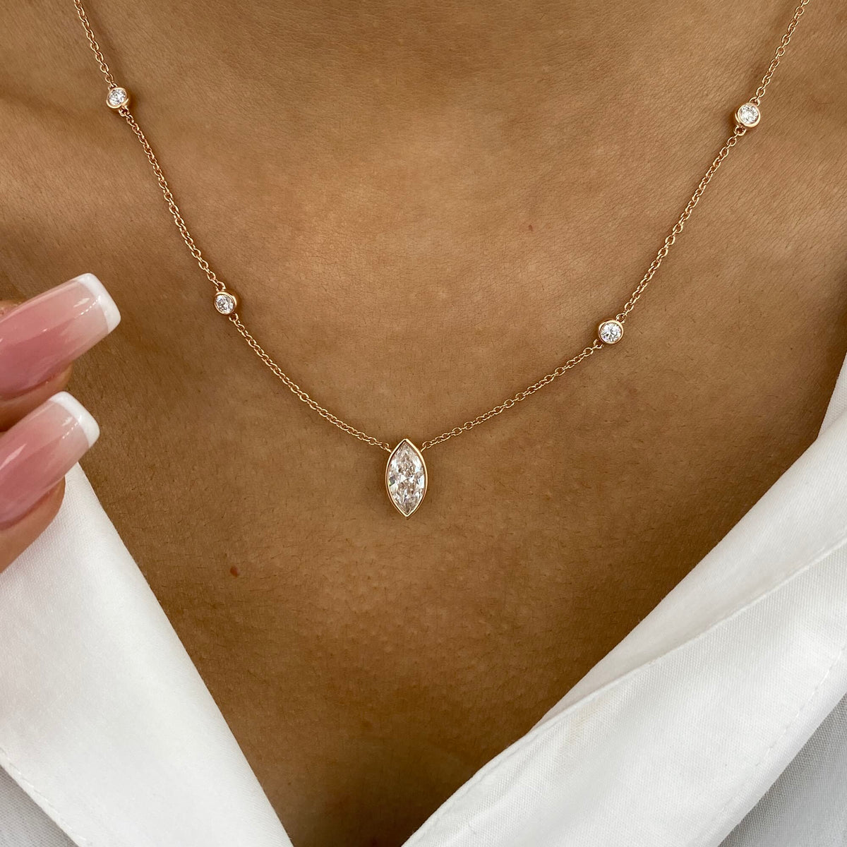 Eliana 1.0 Marquise Lab-Grown Diamond Solitaire, Station Necklace