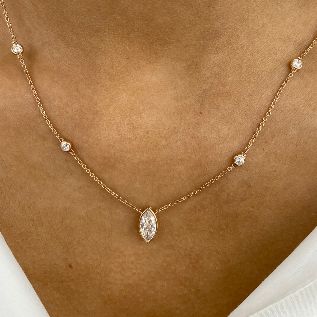 Eliana 1.0 Marquise Lab-Grown Diamond Solitaire, Station Necklace