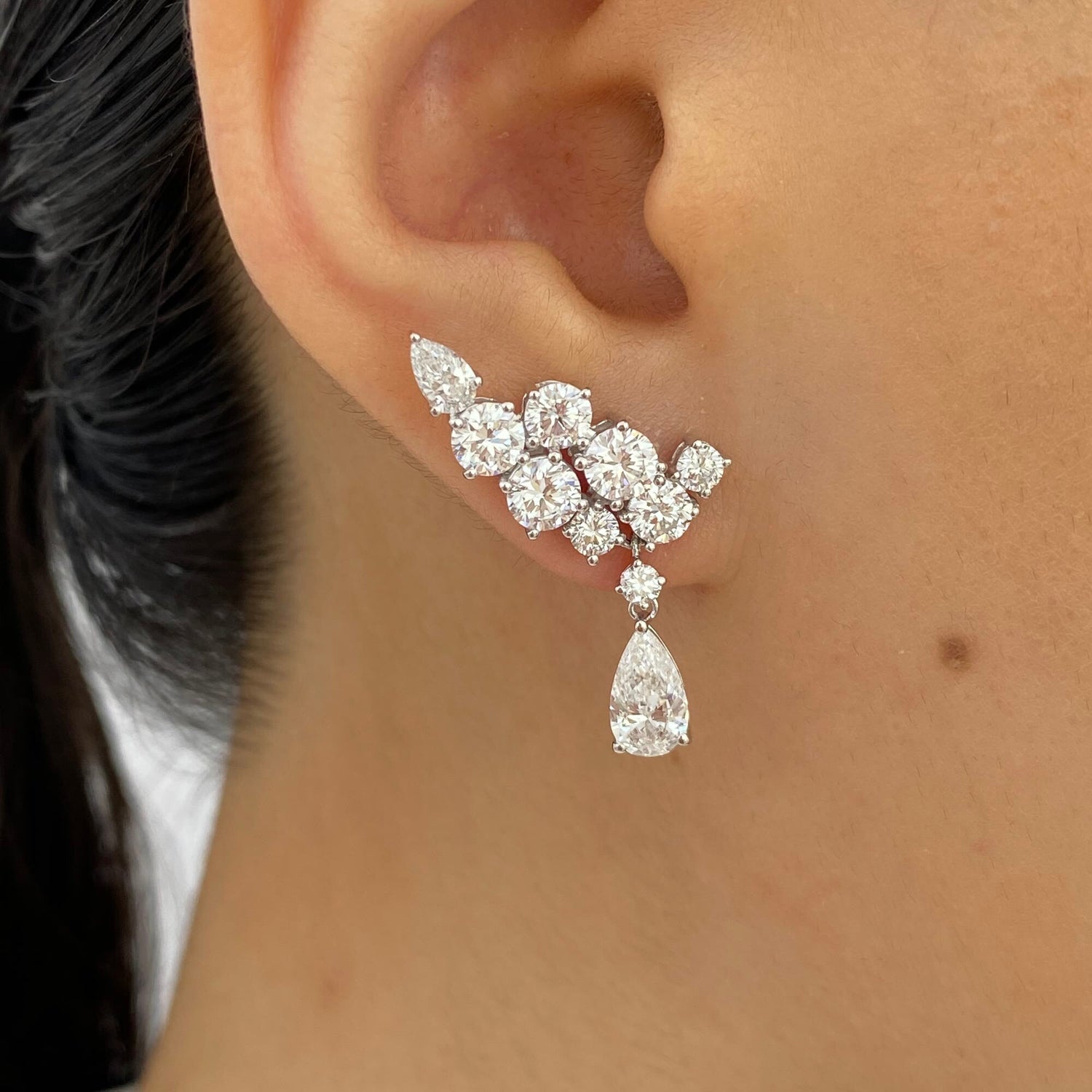 Elena 4.5 Pear Lab-Grown Diamond Bouquet, Drop Earrings
