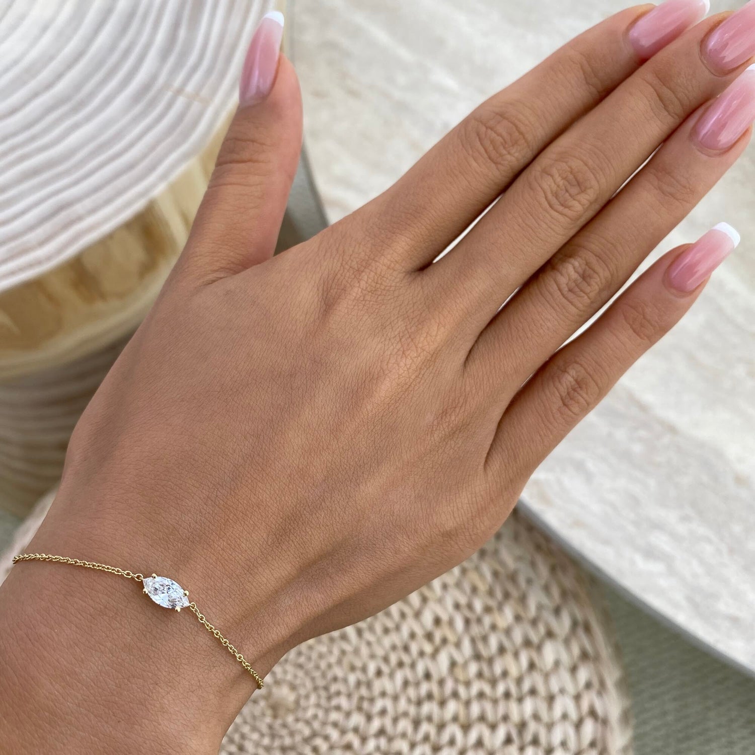 Brianna 0.5 Marquise Lab-Grown Diamond Solitaire, Chain Bracelet