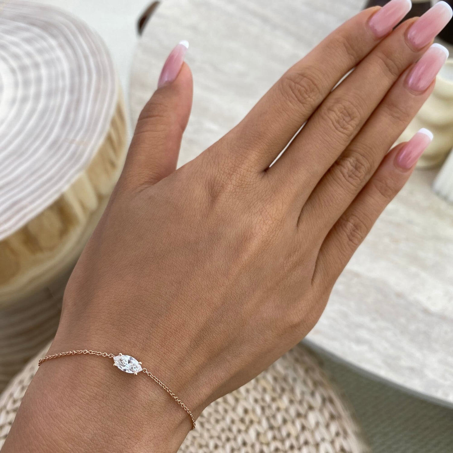 Brianna 0.5 Marquise Lab-Grown Diamond Solitaire, Chain Bracelet