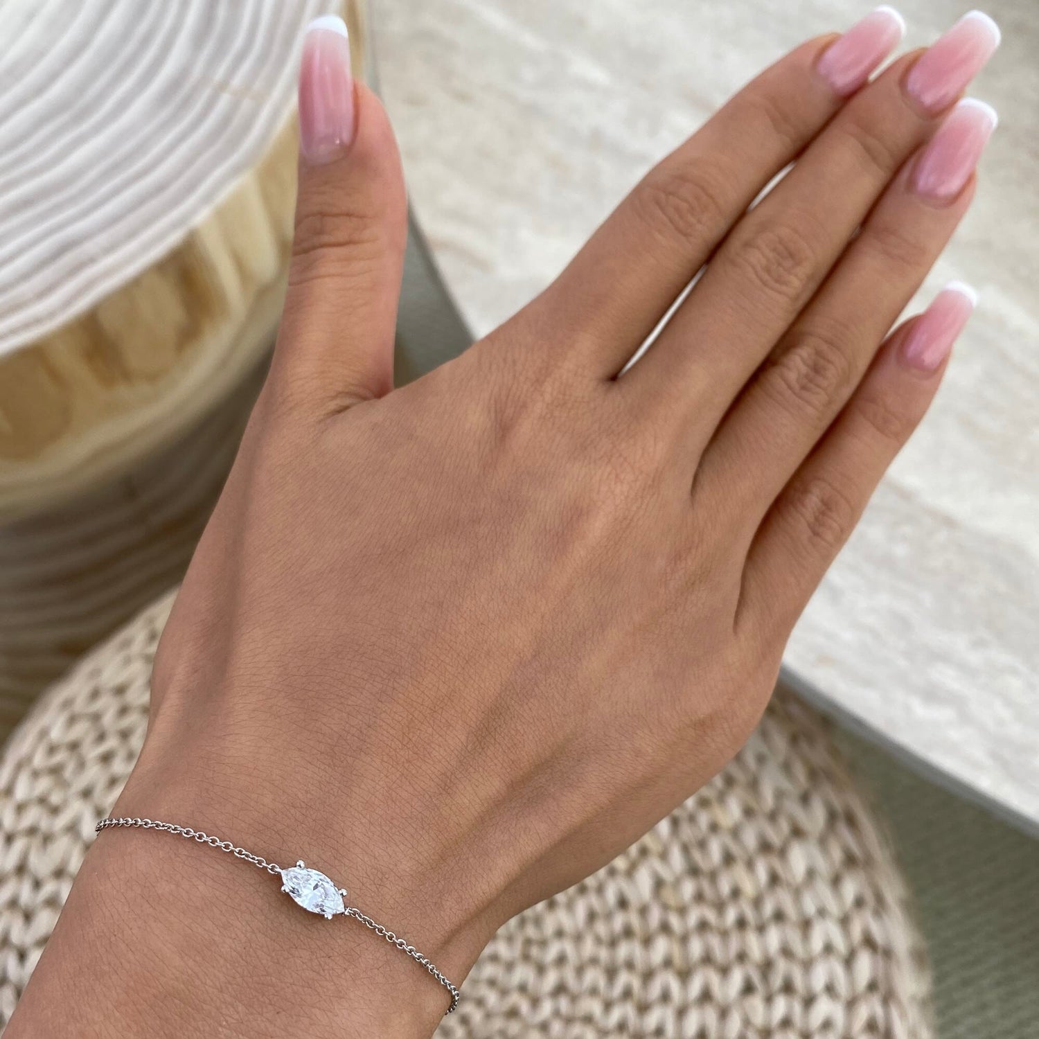 Brianna 0.5 Marquise Lab-Grown Diamond Solitaire, Chain Bracelet