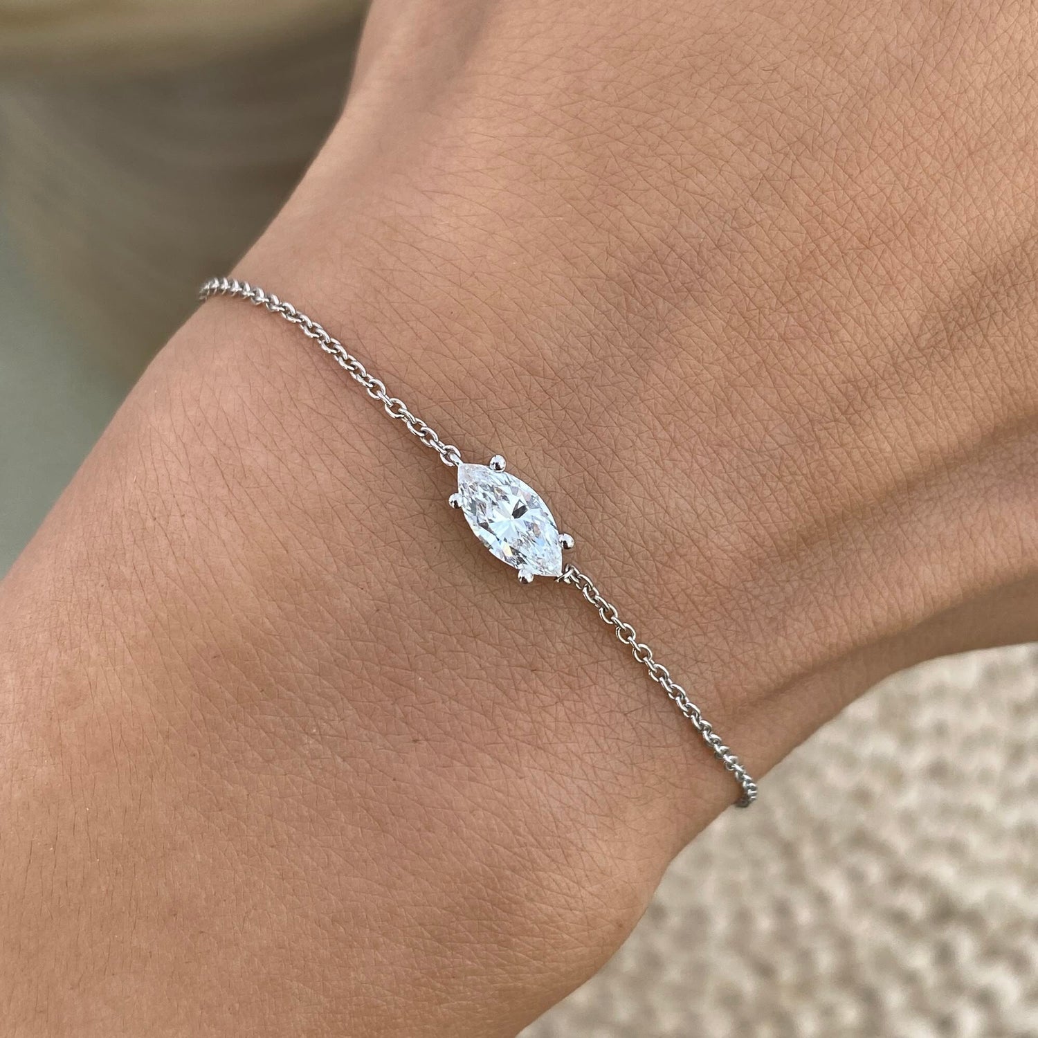 Brianna 0.5 Marquise Lab-Grown Diamond Solitaire, Chain Bracelet
