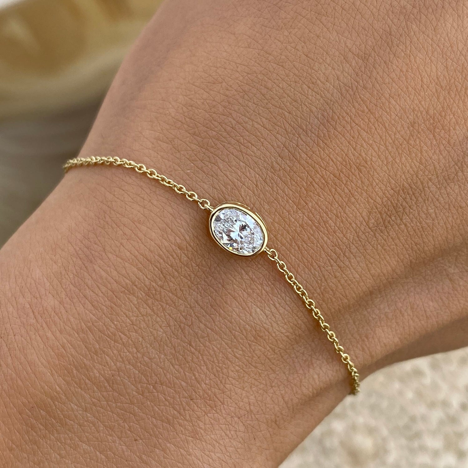Savannah 0.5 Oval Lab-Grown Diamond Solitaire, Bezel Bracelet