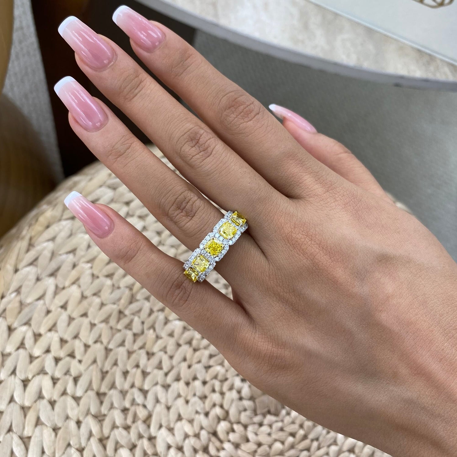 Remi 3.5 Cushion Lab-Grown Diamond Halo, Half-Eternity Ring