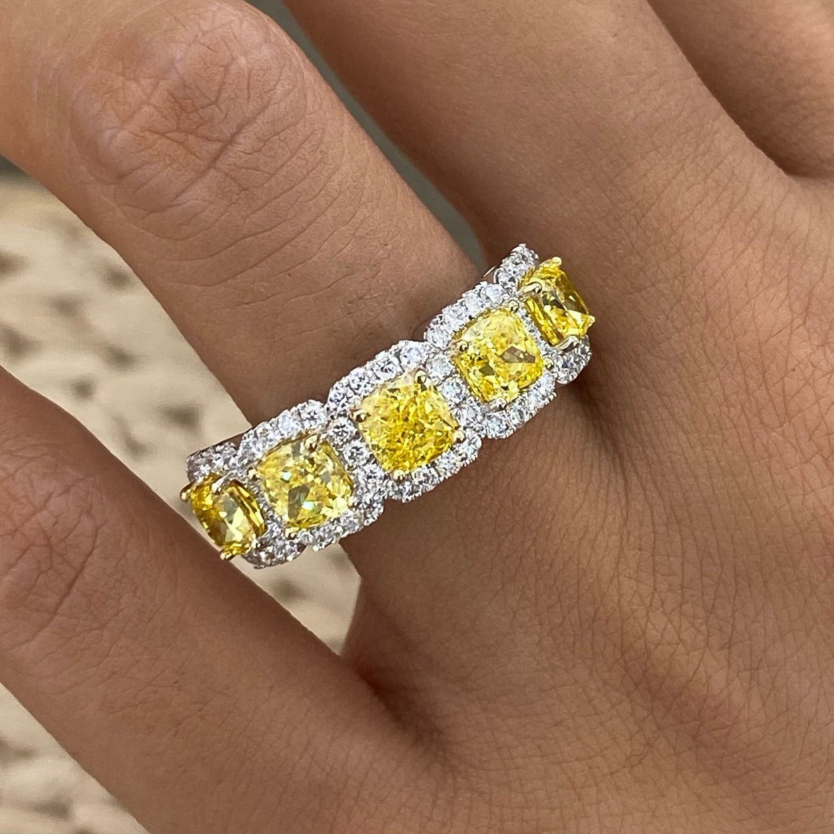 Remi 3.5 Cushion Lab-Grown Diamond Halo, Half-Eternity Ring
