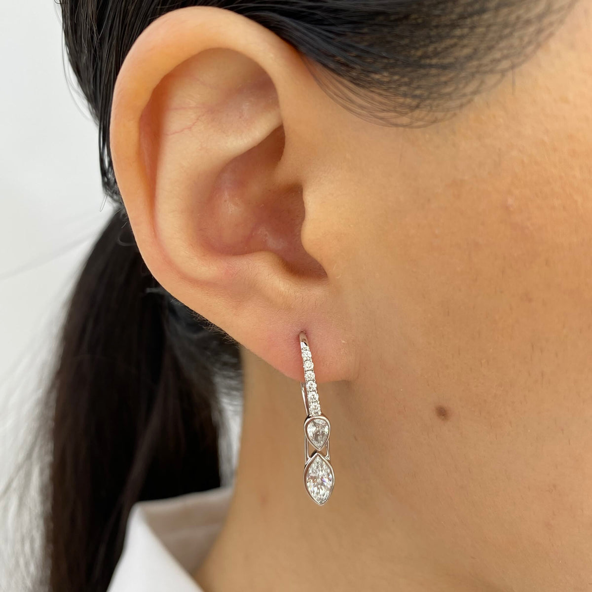 Josephine 1.4 Marquise Lab-Grown Diamond Dangle, Bezel Earrings