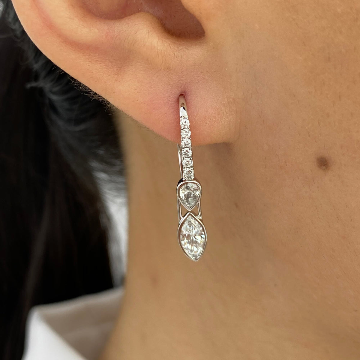 Josephine 1.4 Marquise Lab-Grown Diamond Dangle, Bezel Earrings