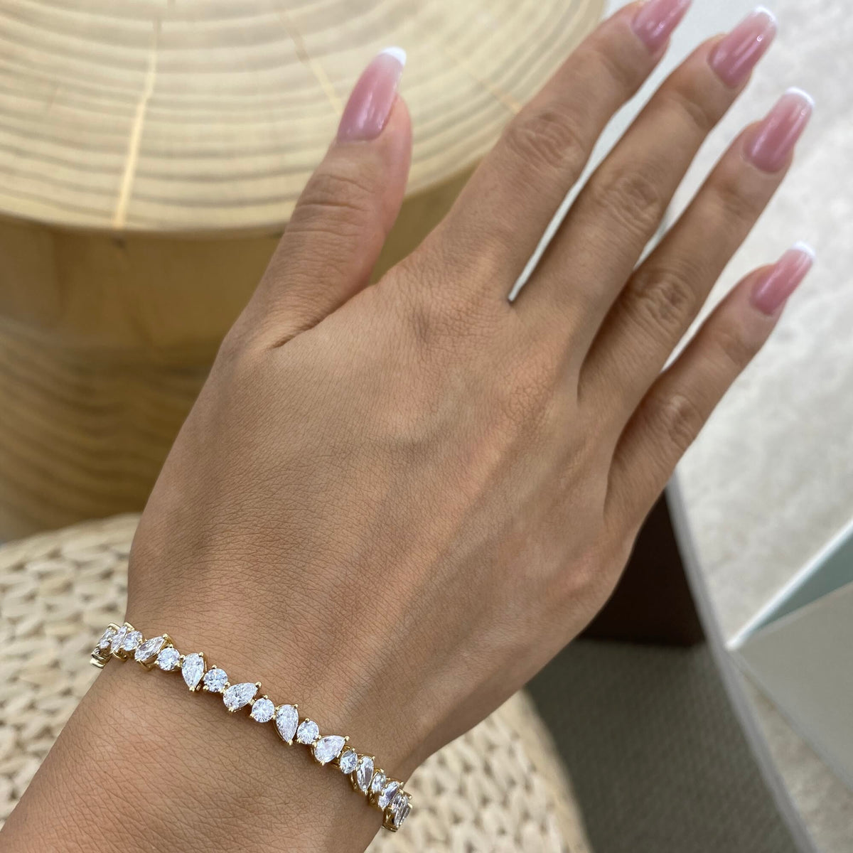 Crystal 6.6 Pear Lab-Grown Diamond Tennis Bracelet