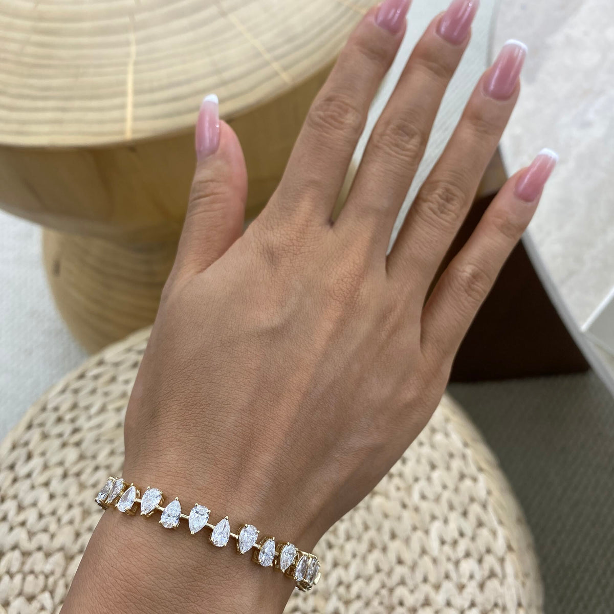Tiffany 10.5 Pear Lab-Grown Diamond Tennis, East West Bracelet