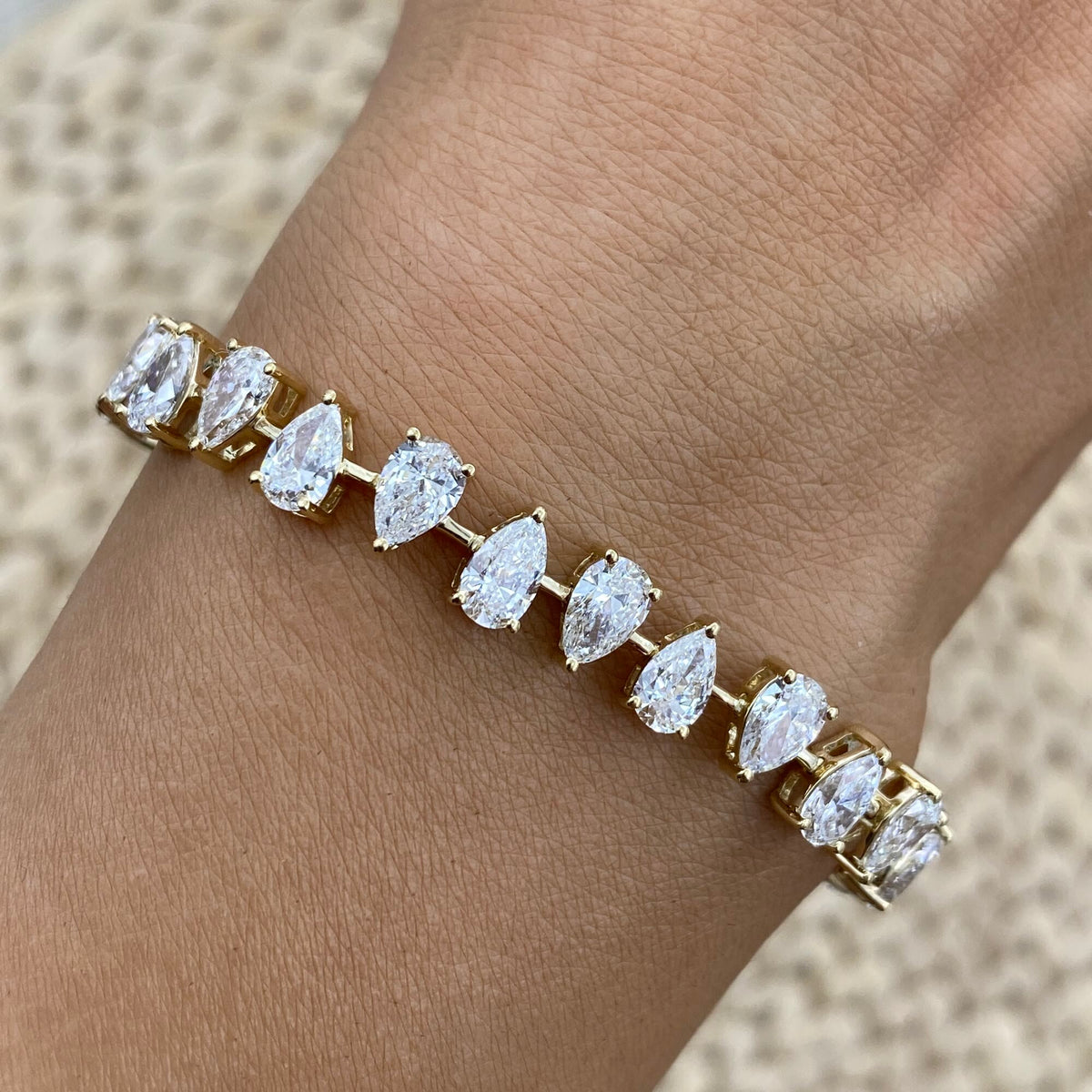 Tiffany 10.5 Pear Lab-Grown Diamond Tennis, East West Bracelet