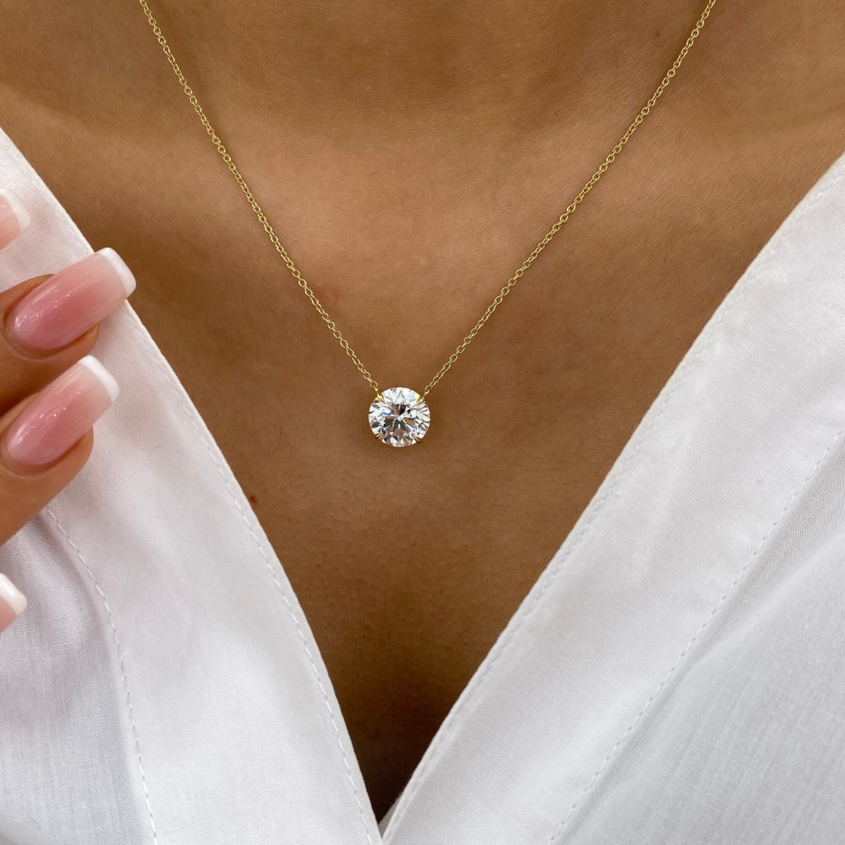 Tamara 3.0 Round Lab-Grown Diamond Bridal Set, Side Stone Necklace