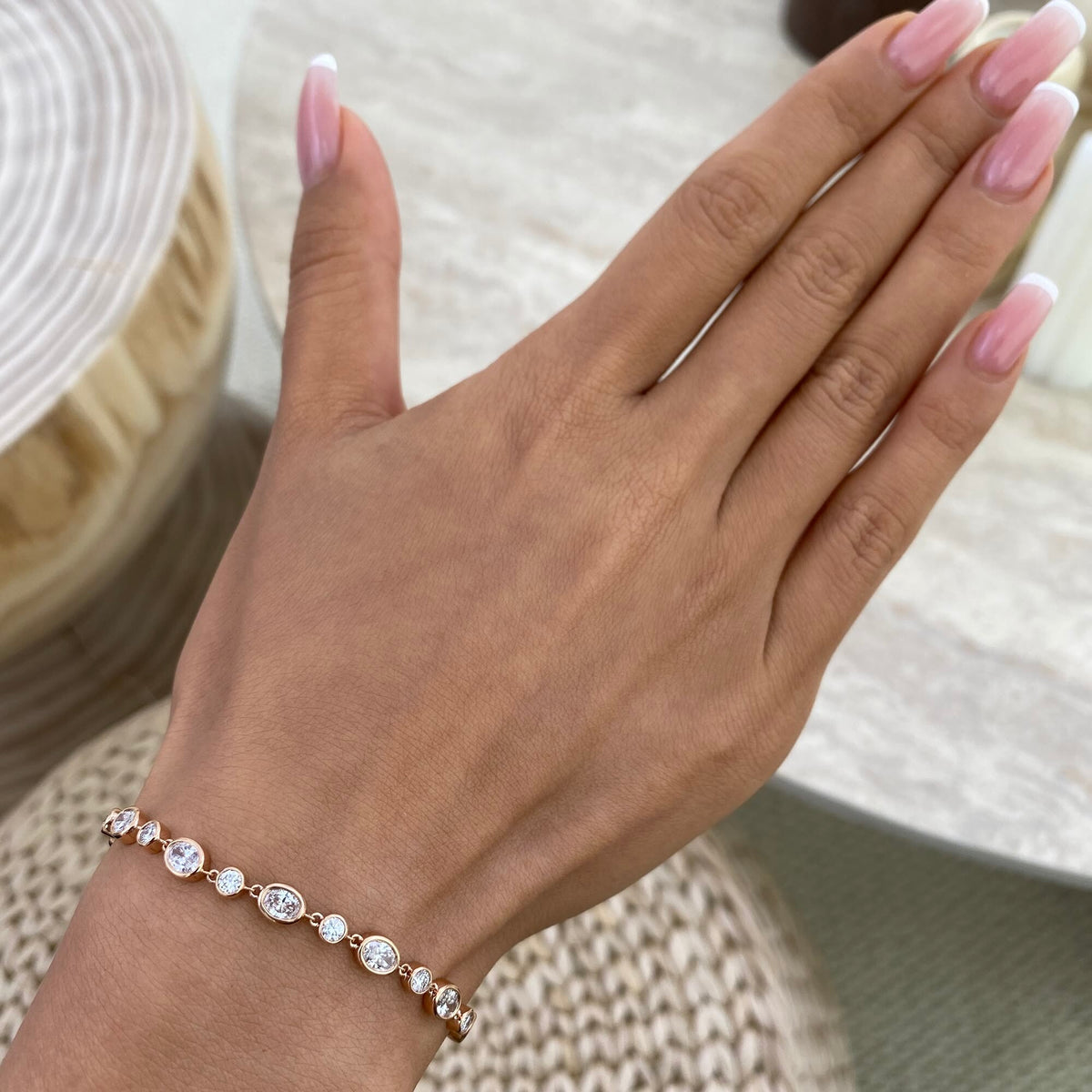 Kristin 2.6 Oval Lab-Grown Diamond Bezel, Chain Bracelet