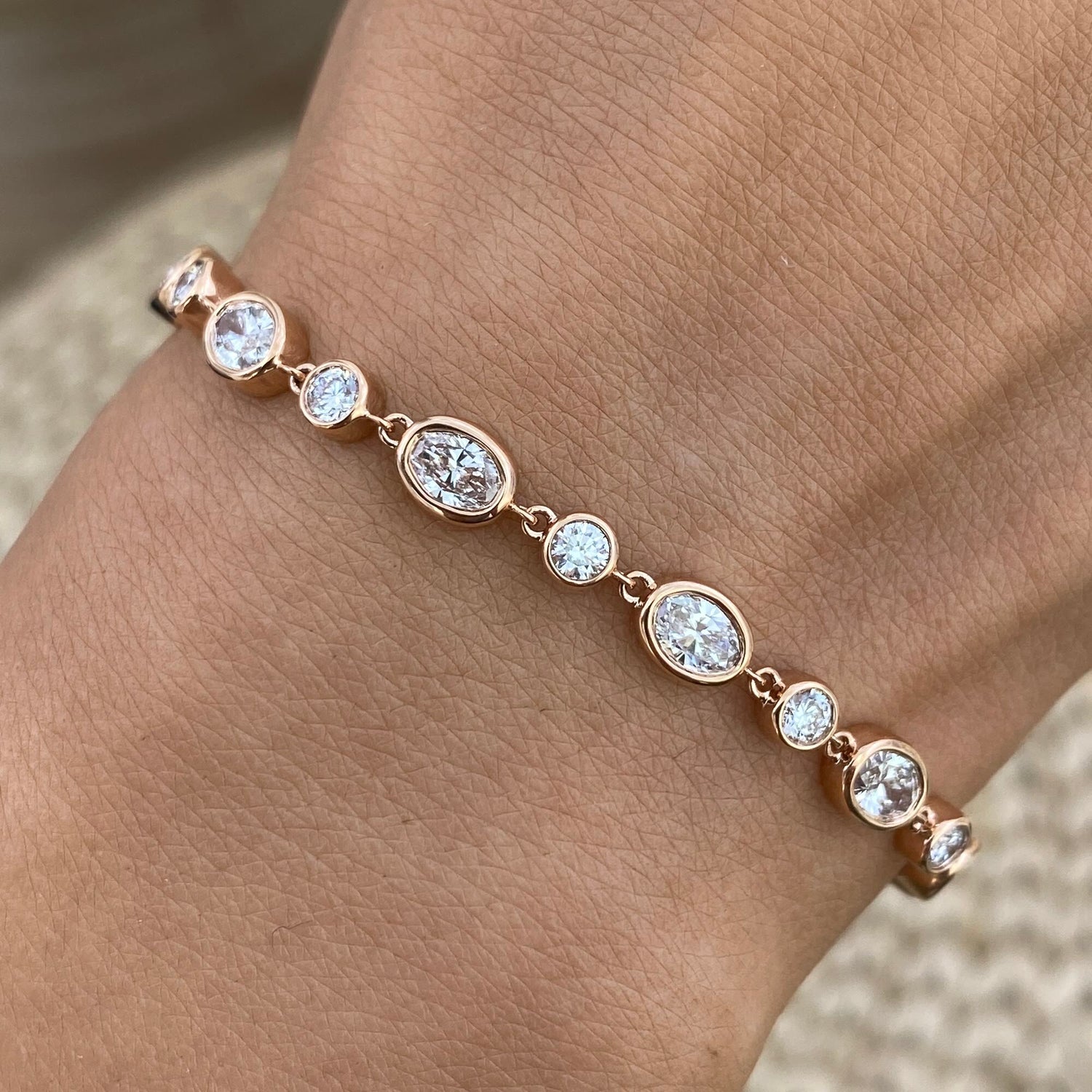 Kristin 2.6 Oval Lab-Grown Diamond Bezel, Chain Bracelet