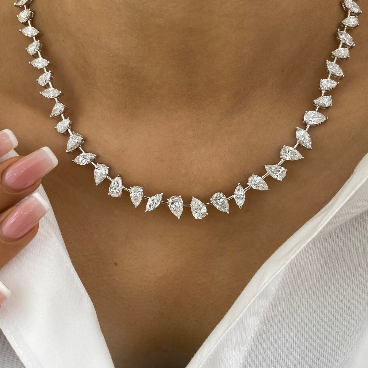 Catalina 23.5 Pear Lab-Grown Diamond Tennis, Chain Necklace