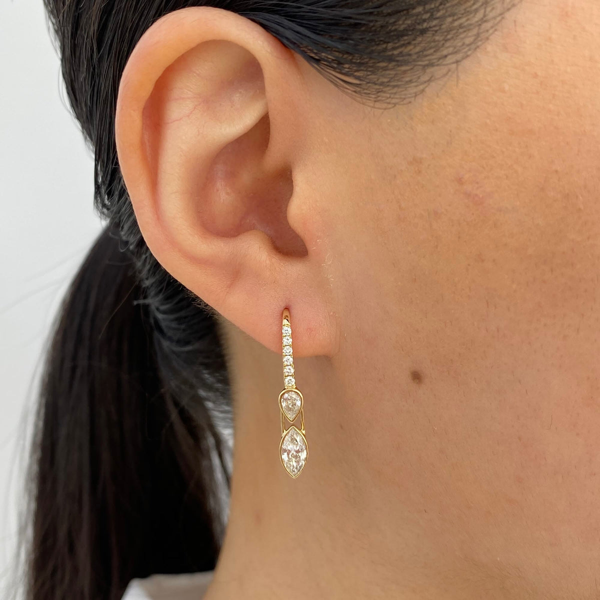 Josephine 1.4 Marquise Lab-Grown Diamond Dangle, Bezel Earrings