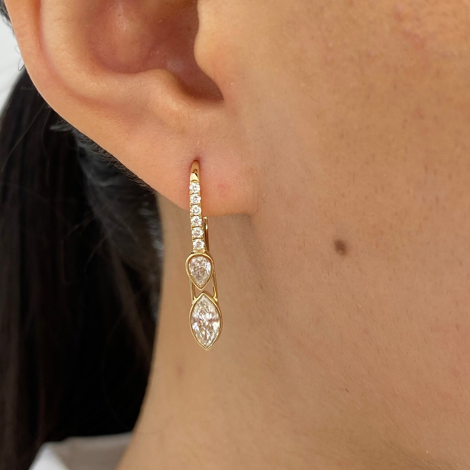 Josephine 1.4 Marquise Lab-Grown Diamond Dangle, Bezel Earrings