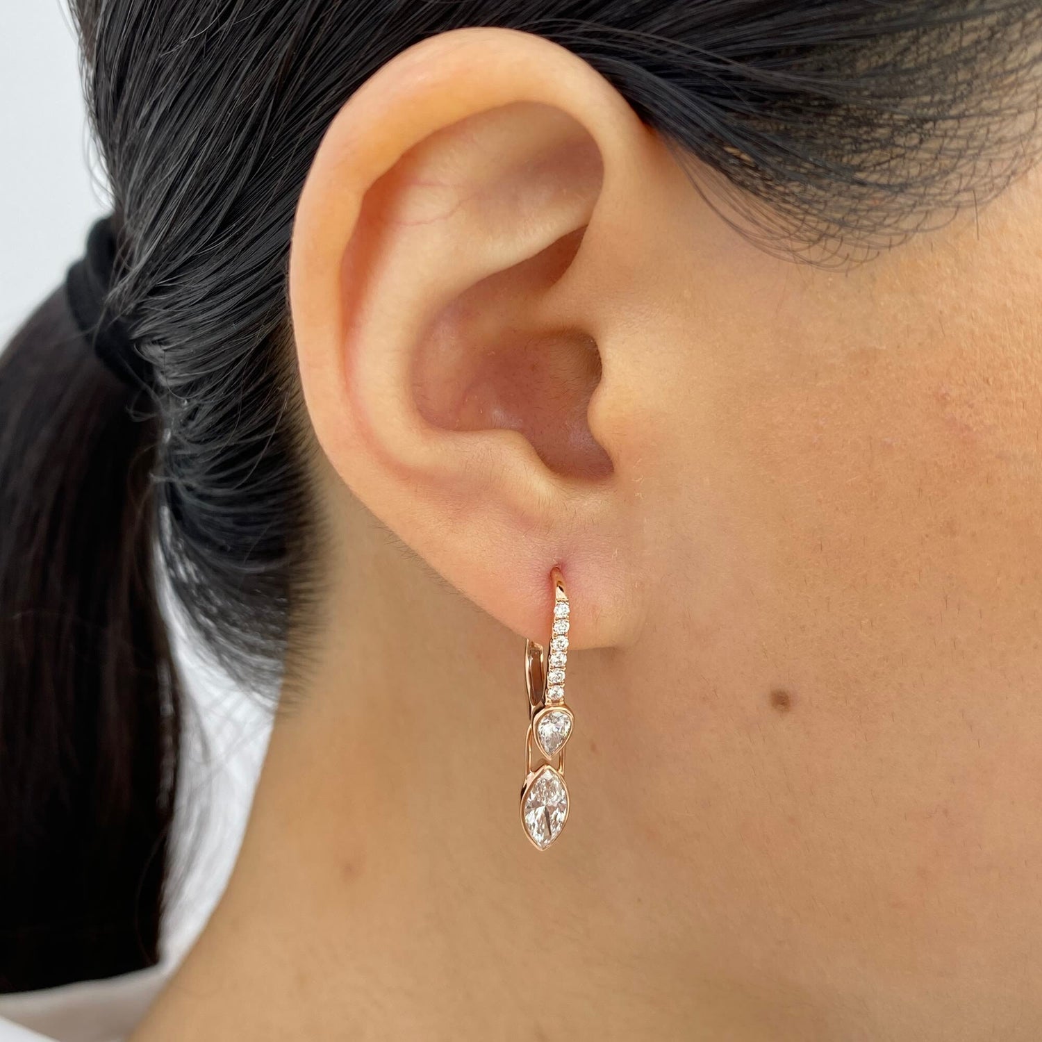 Josephine 1.4 Marquise Lab-Grown Diamond Dangle, Bezel Earrings