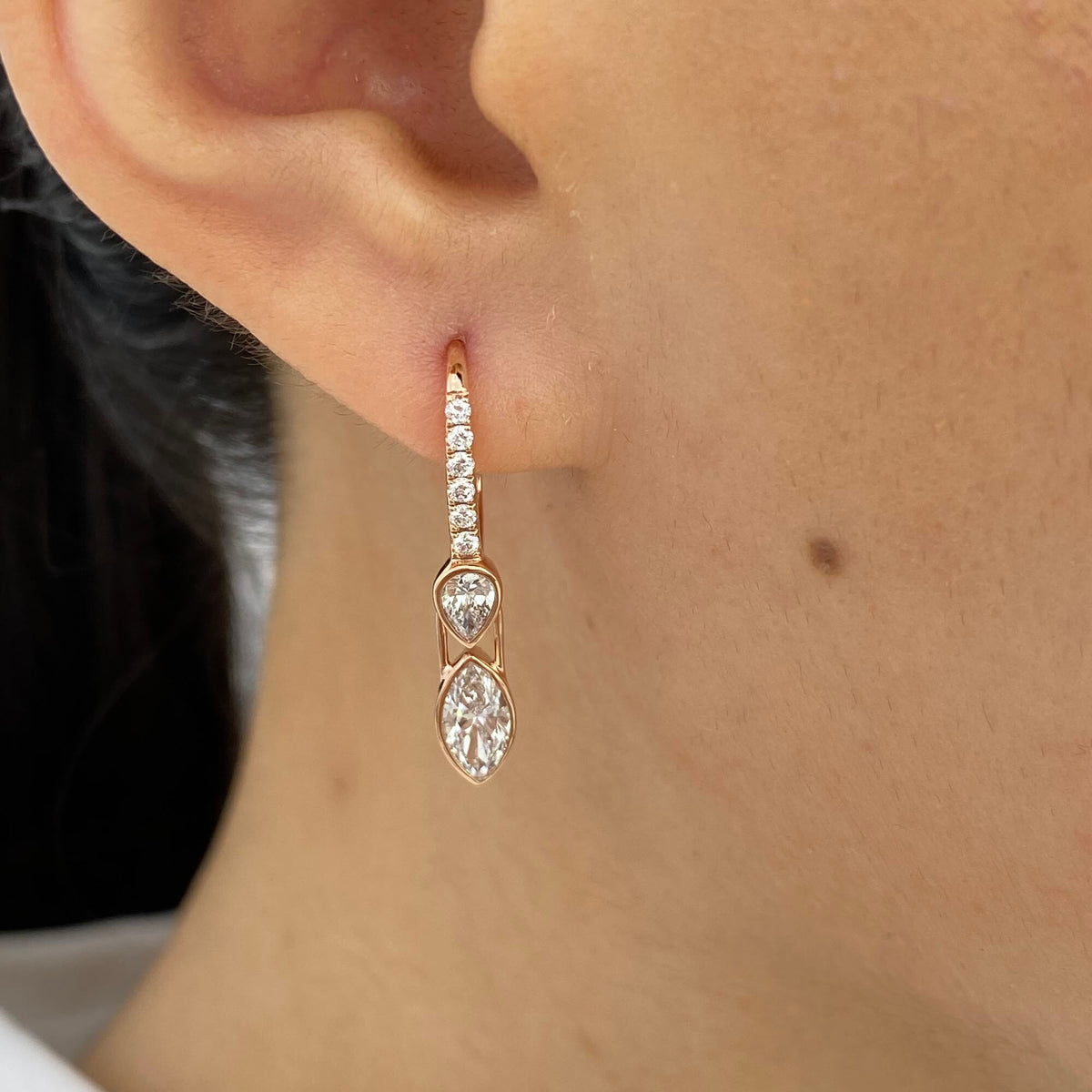 Josephine 1.4 Marquise Lab-Grown Diamond Dangle, Bezel Earrings