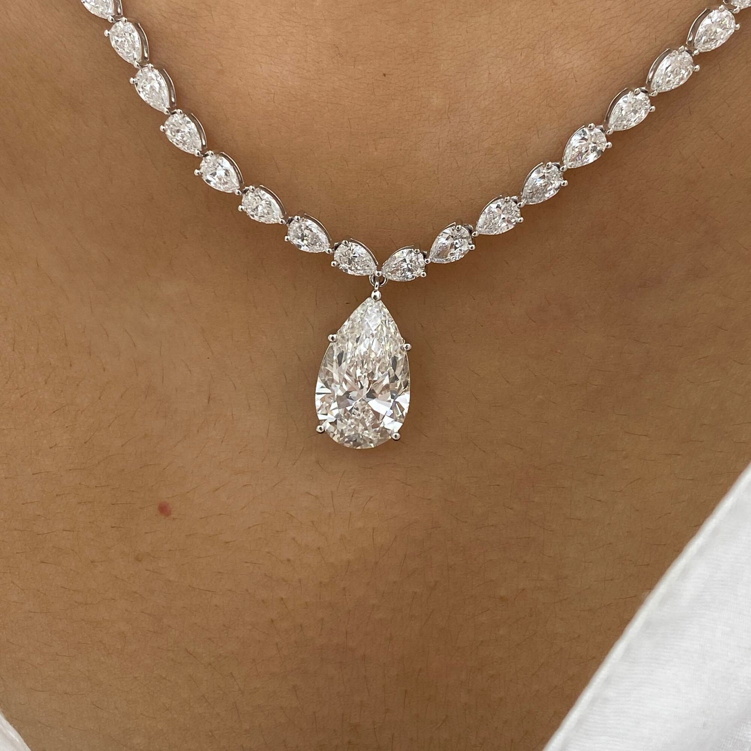 Briar 15.1 Pear Lab-Grown Diamond Tennis, Solitaire Necklace