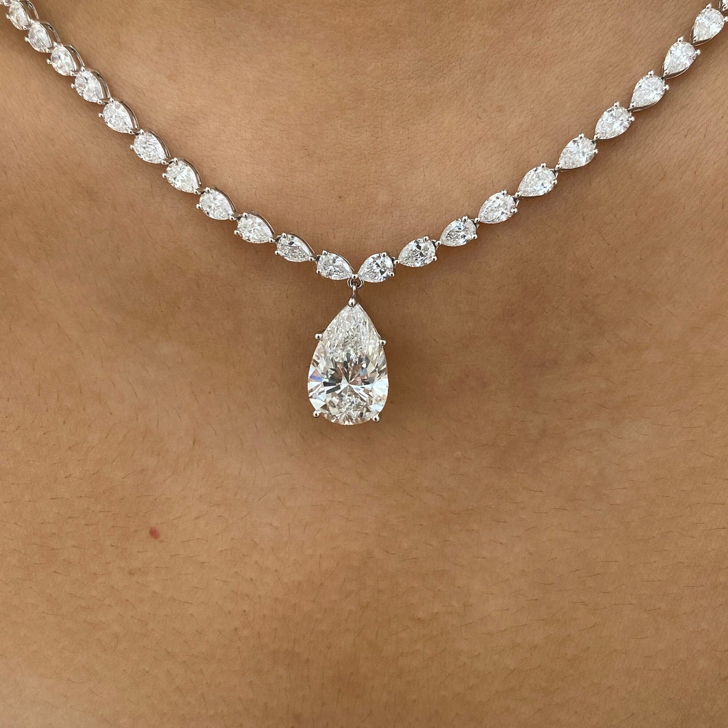 Briar 14.1 Pear Lab-Grown Diamond Tennis, Solitaire Necklace