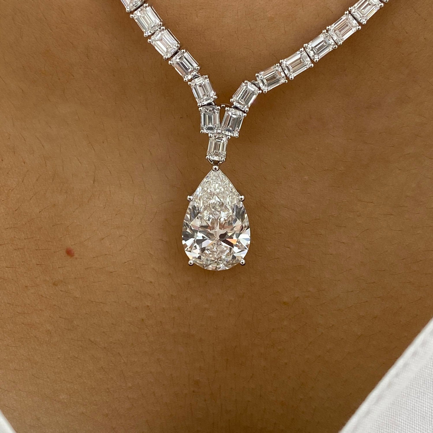 Brenna 22.1 Pear Lab-Grown Diamond Tennis, East West Necklace