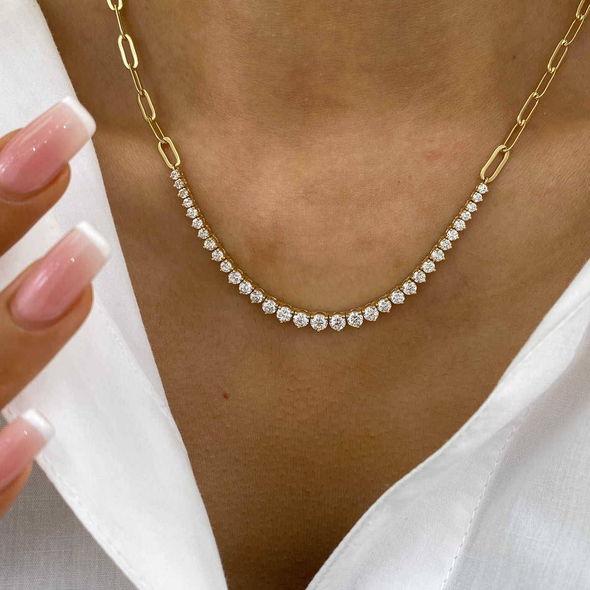 Cindy 2.5 Round Lab-Grown Diamond Tennis, Chain Necklace