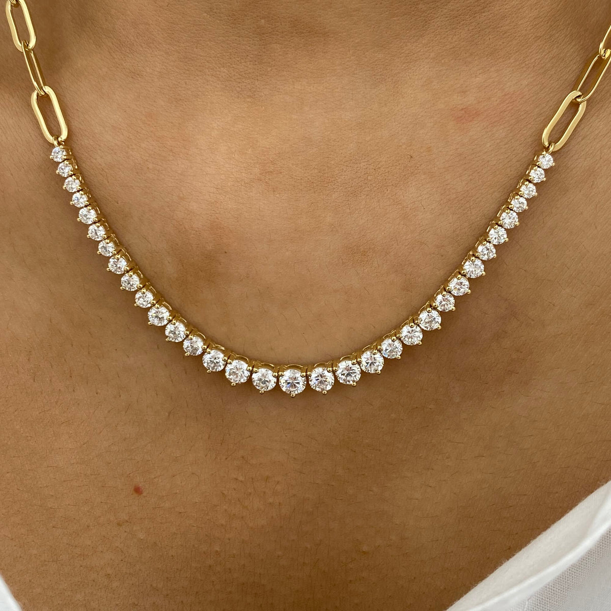 Cindy 2.5 Round Lab-Grown Diamond Tennis, Chain Necklace