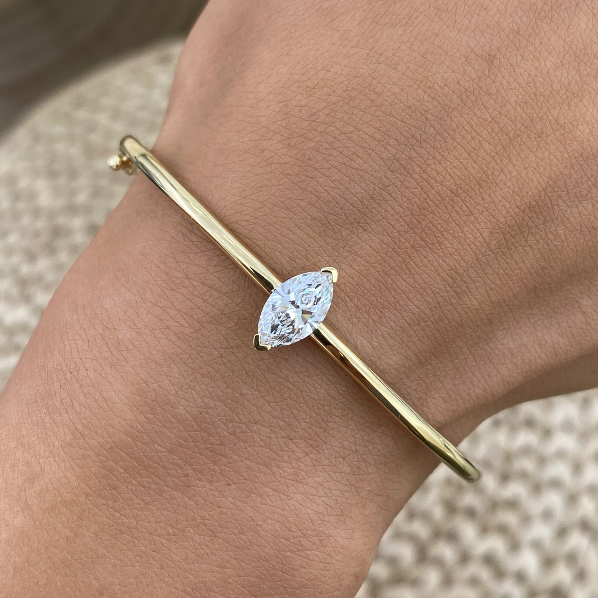Emma 1.0 Marquise Lab-Grown Diamond Bangle, Cuff Bracelet