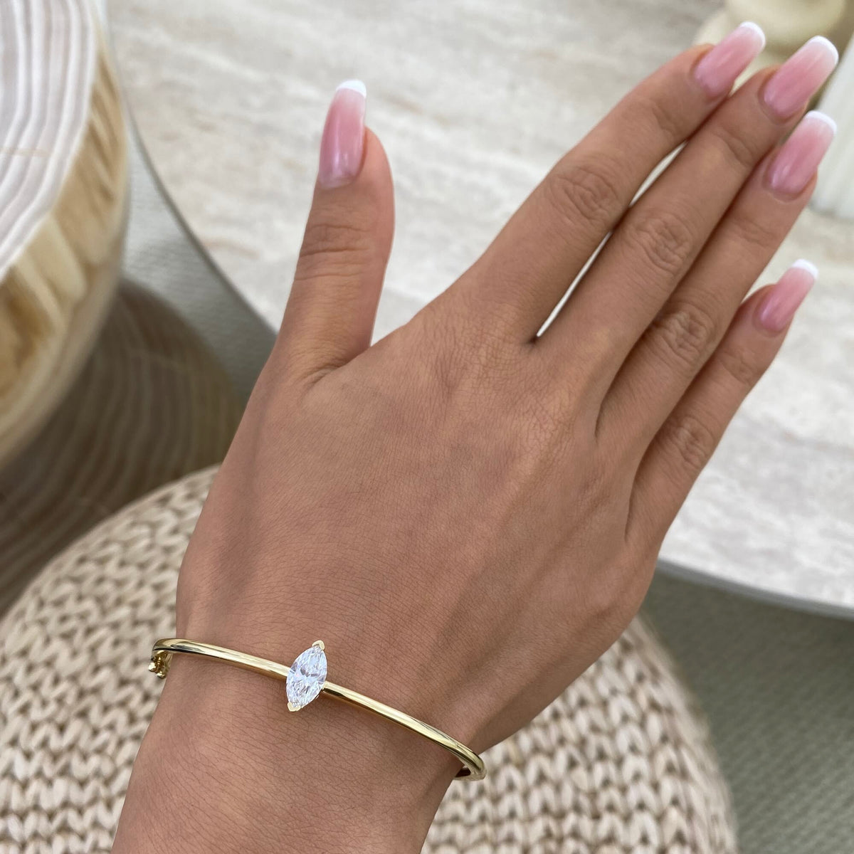 Emma 1.0 Marquise Lab-Grown Diamond Bangle, Cuff Bracelet