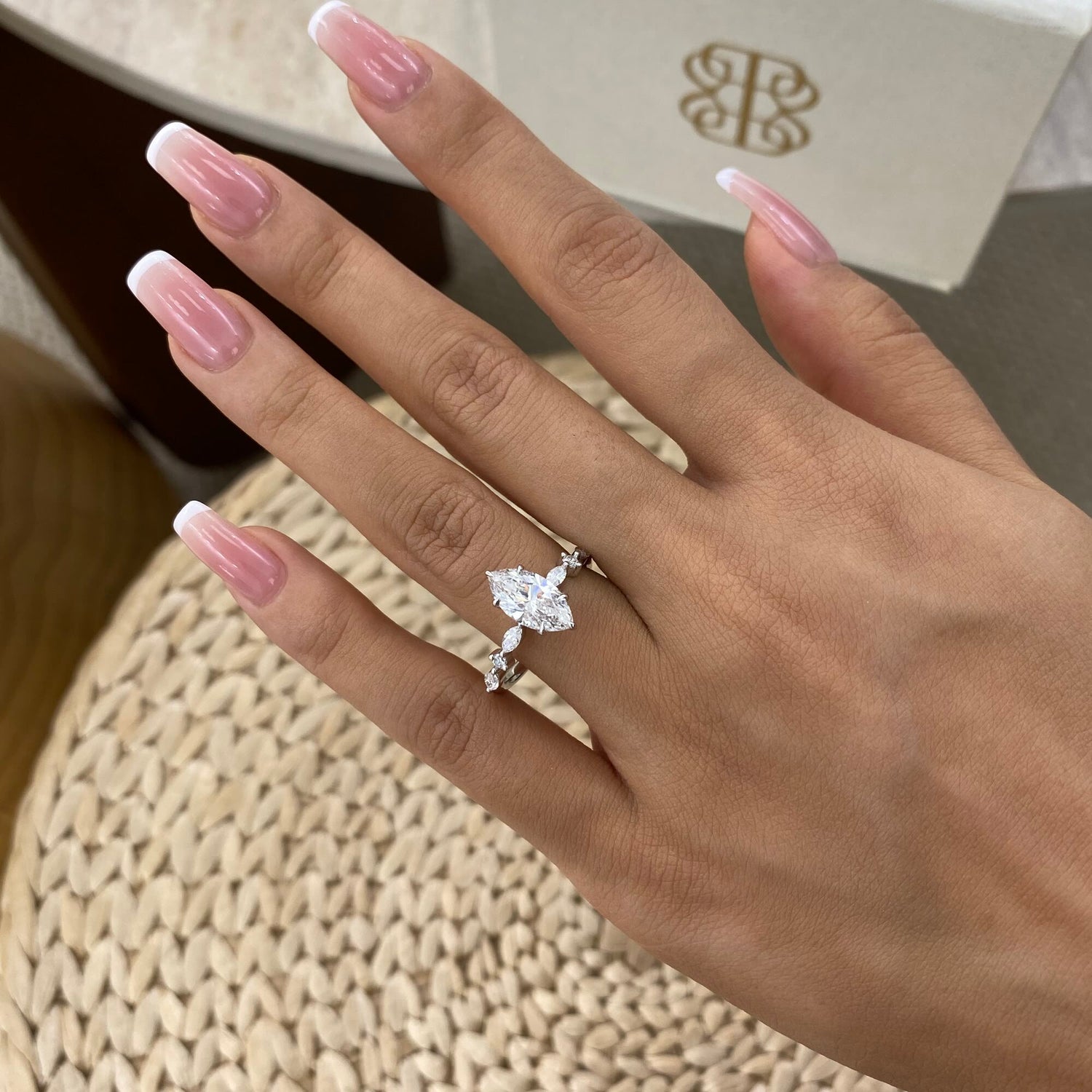 Kara 1.8 Marquise Lab-Grown Diamond Side Stone Ring