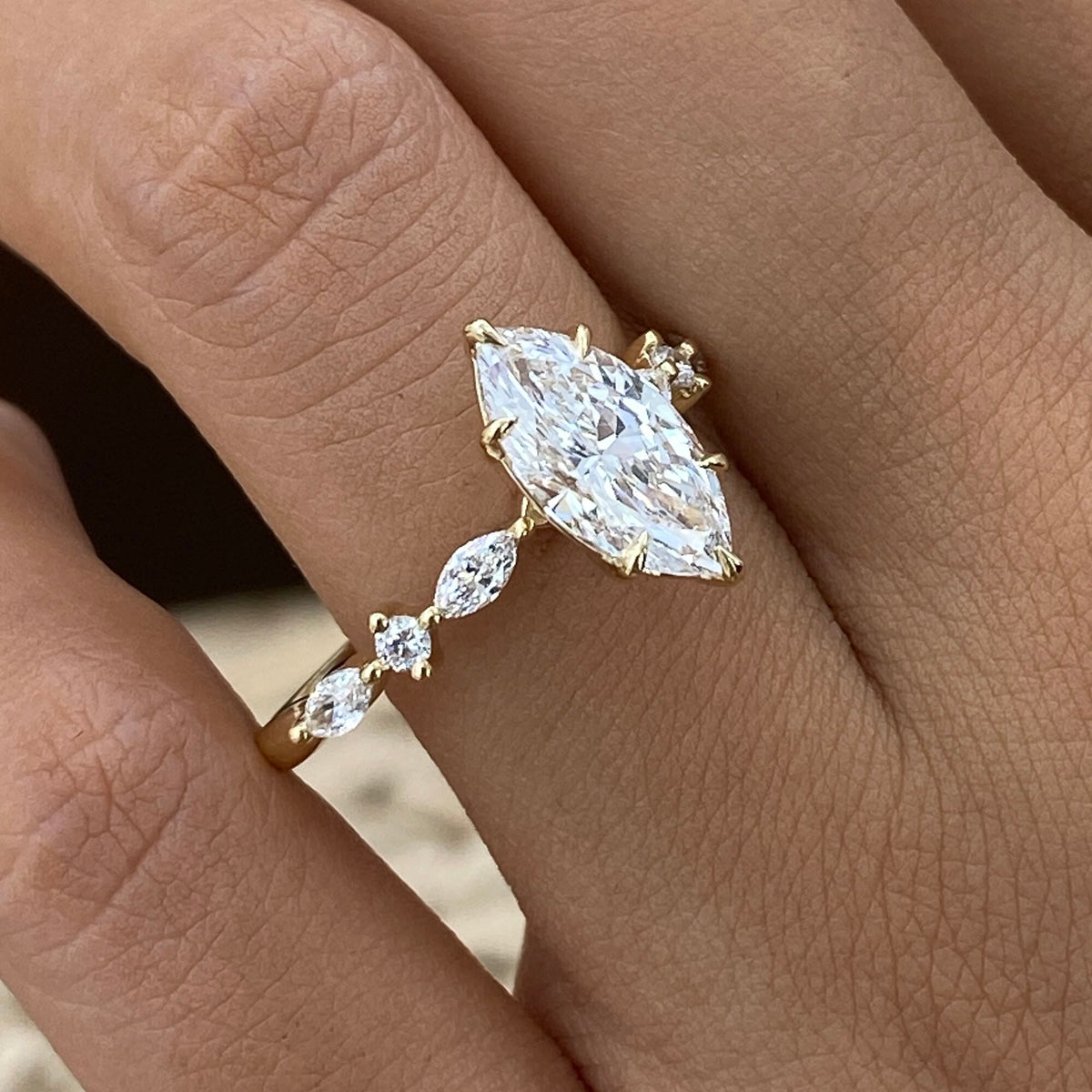 Kara 1.8 Marquise Lab-Grown Diamond Side Stone Ring