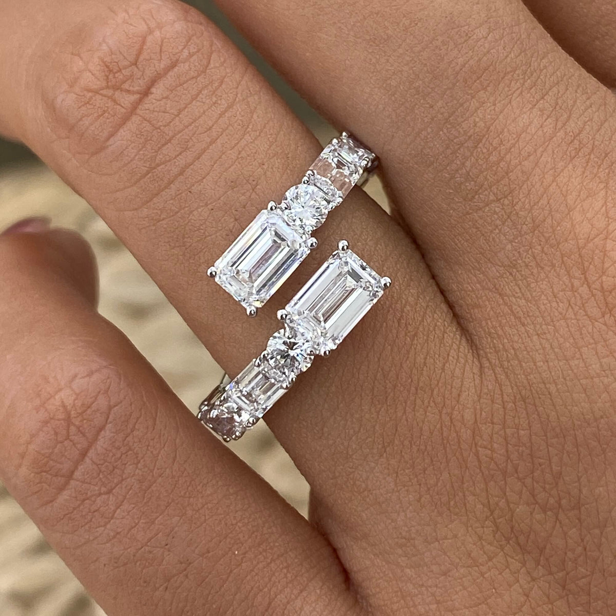 Amaya 3.2 Emerald Lab-Grown Diamond Half-Eternity, Special Ring