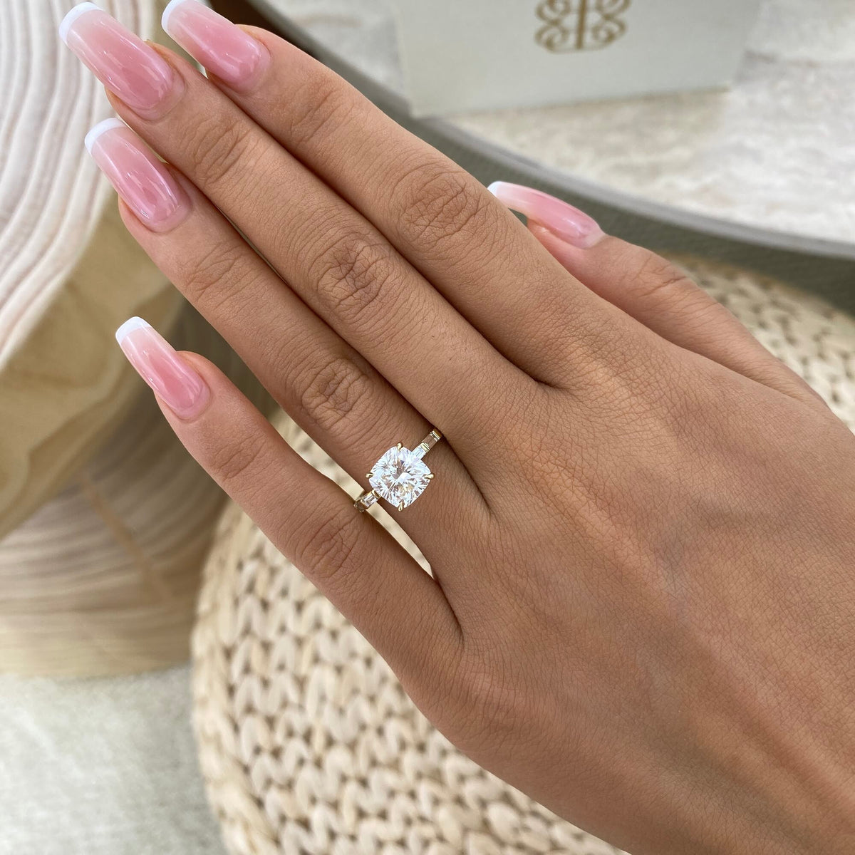 Jordan 2.4 Cushion Lab-Grown Diamond Side Stone Ring