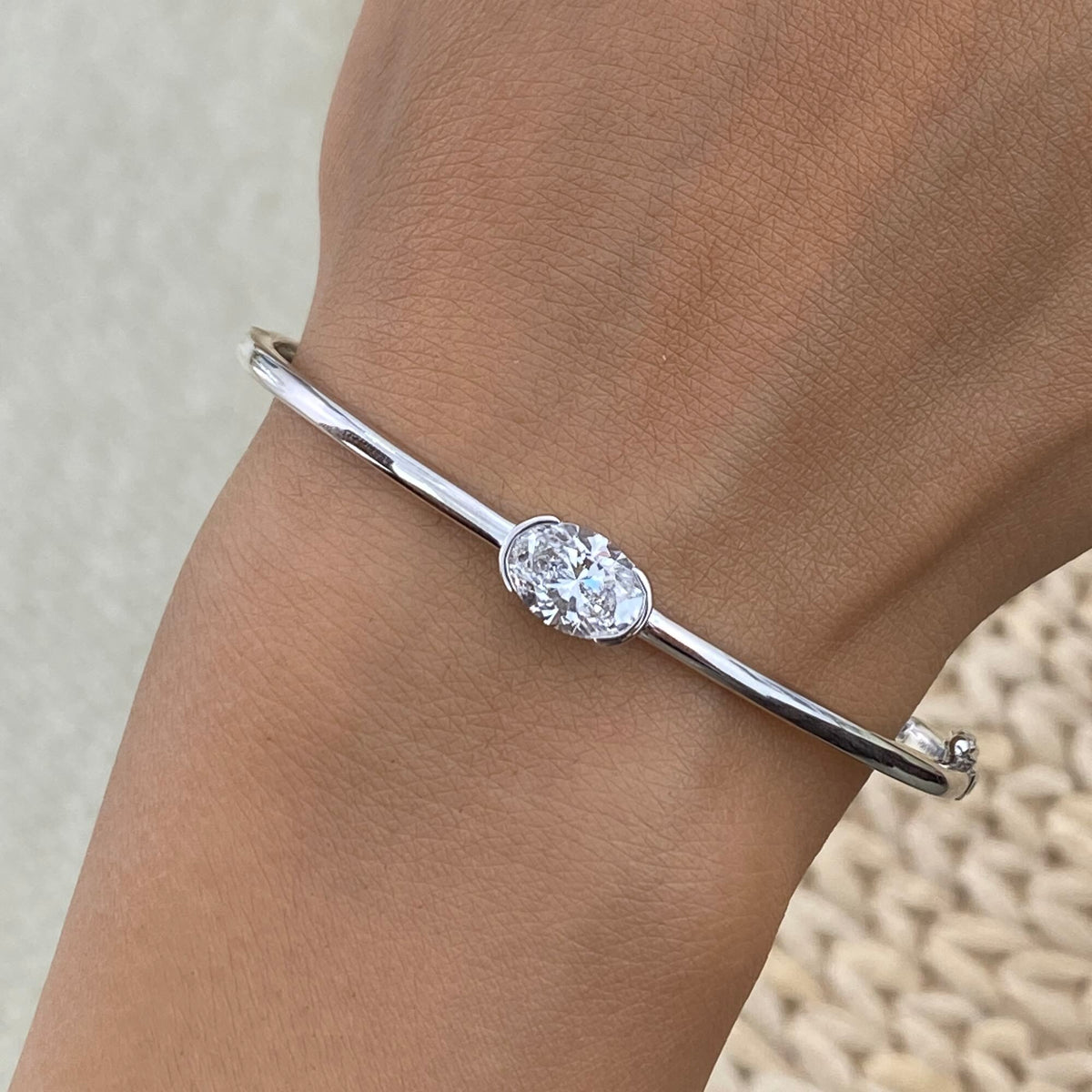 Emma 1.5 Oval Lab-Grown Diamond Bangle, Cuff Bracelet