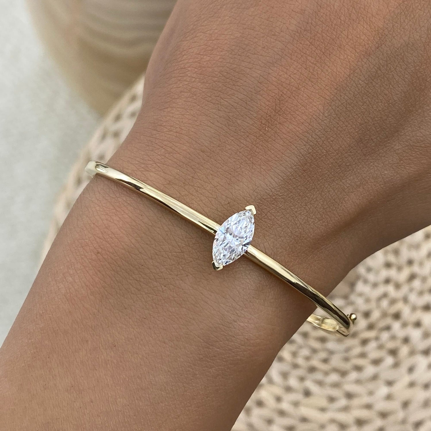 Emma 1.5 Marquise Lab-Grown Diamond Bangle, Cuff Bracelet