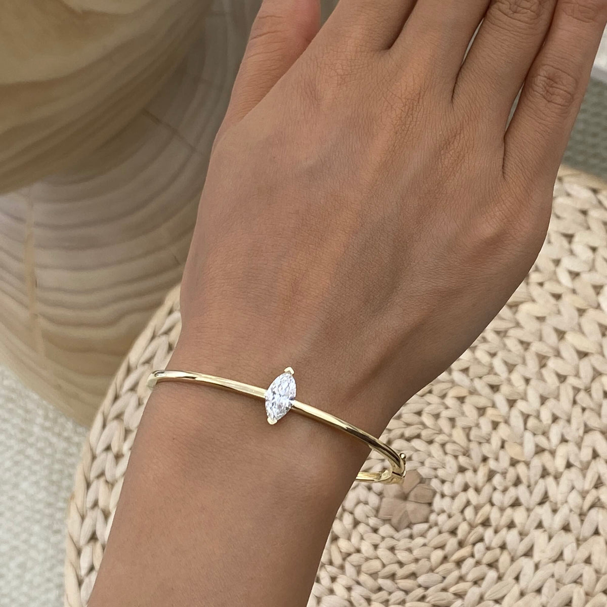 Emma 1.5 Marquise Lab-Grown Diamond Bangle, Cuff Bracelet