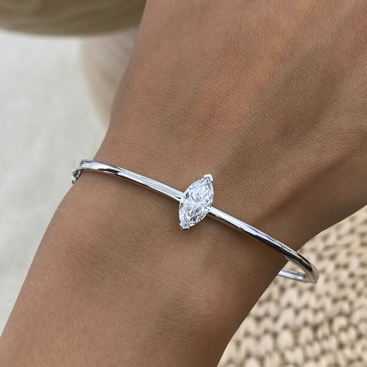Emma 1.5 Marquise Lab-Grown Diamond Bangle, Cuff Bracelet