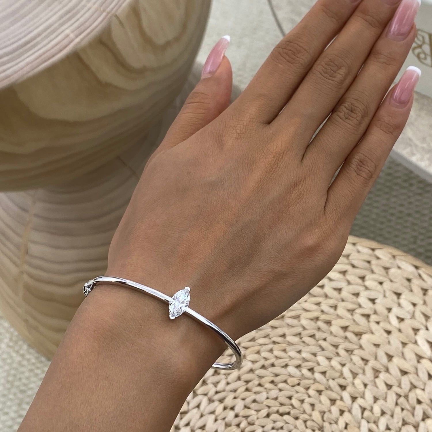 Emma 1.5 Marquise Lab-Grown Diamond Bangle, Cuff Bracelet