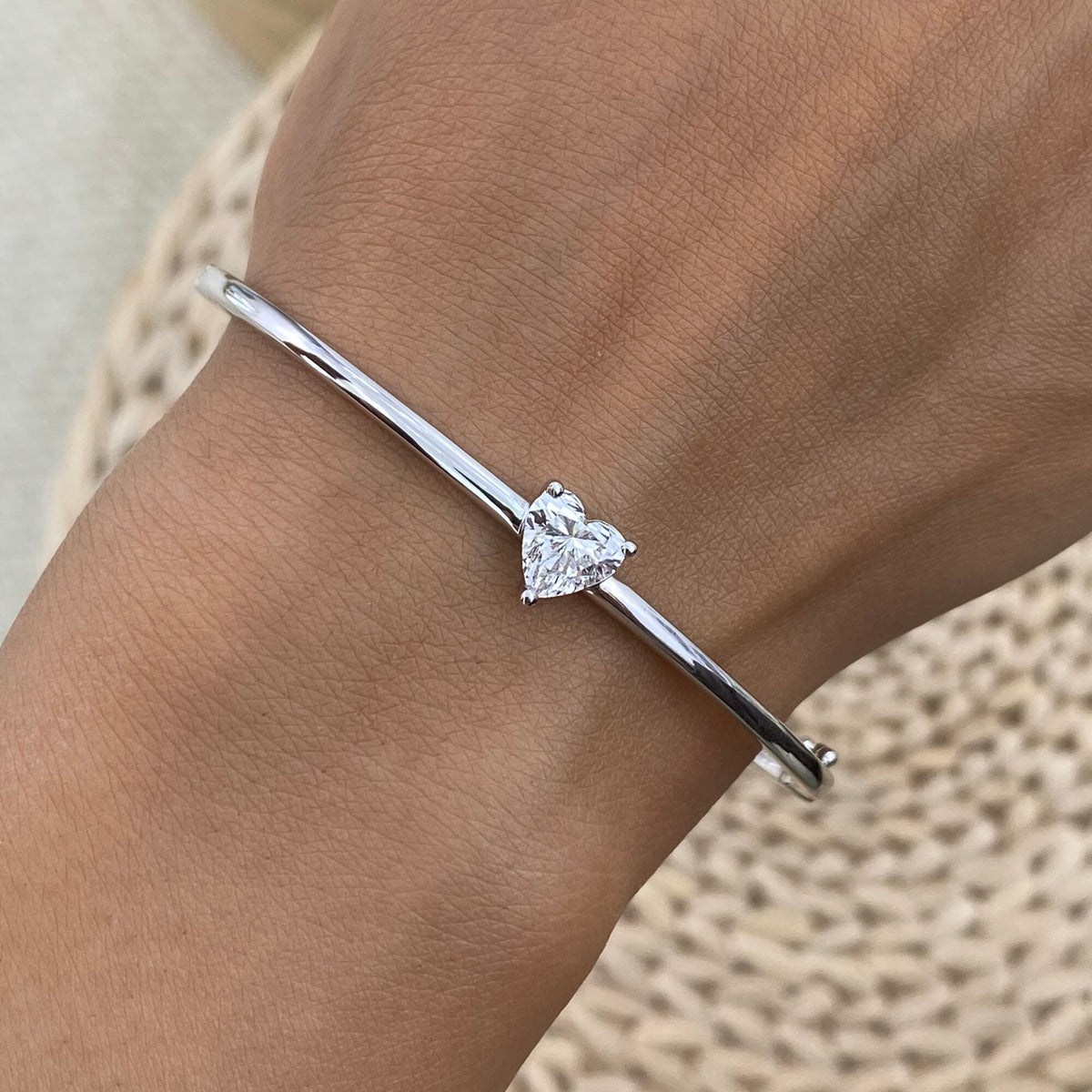 Emma 1.0 Heart Lab-Grown Diamond Bangle, Cuff Bracelet