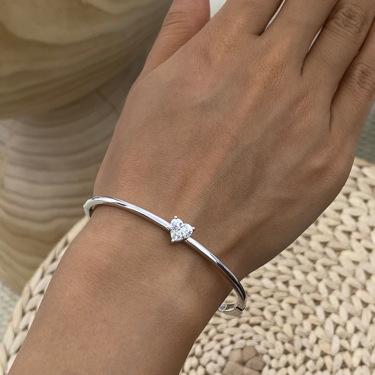 Emma 1.0 Heart Lab-Grown Diamond Bangle, Cuff Bracelet