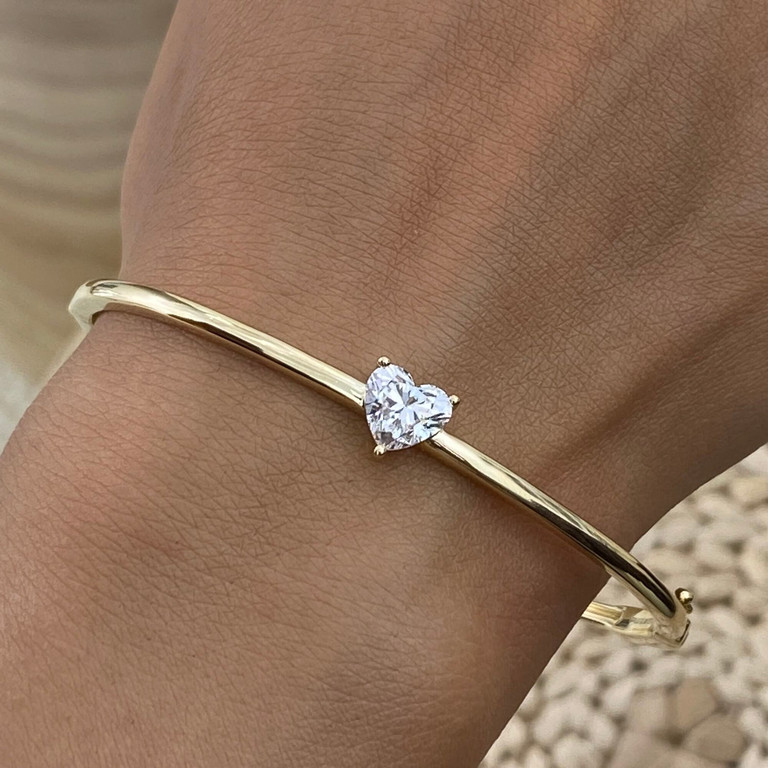 Emma 1.0 Heart Lab-Grown Diamond Bangle, Cuff Bracelet