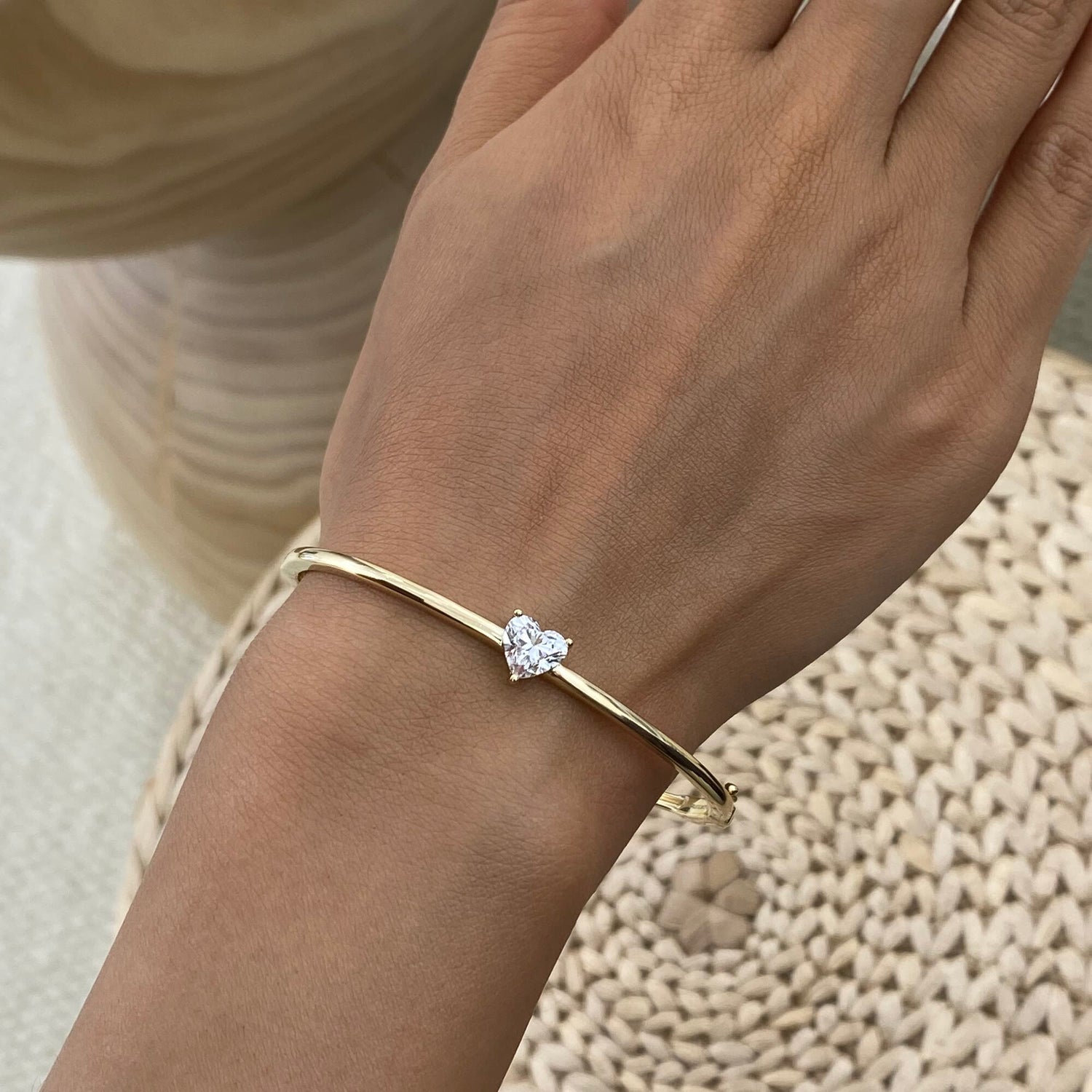 Emma 1.0 Heart Lab-Grown Diamond Bangle, Cuff Bracelet