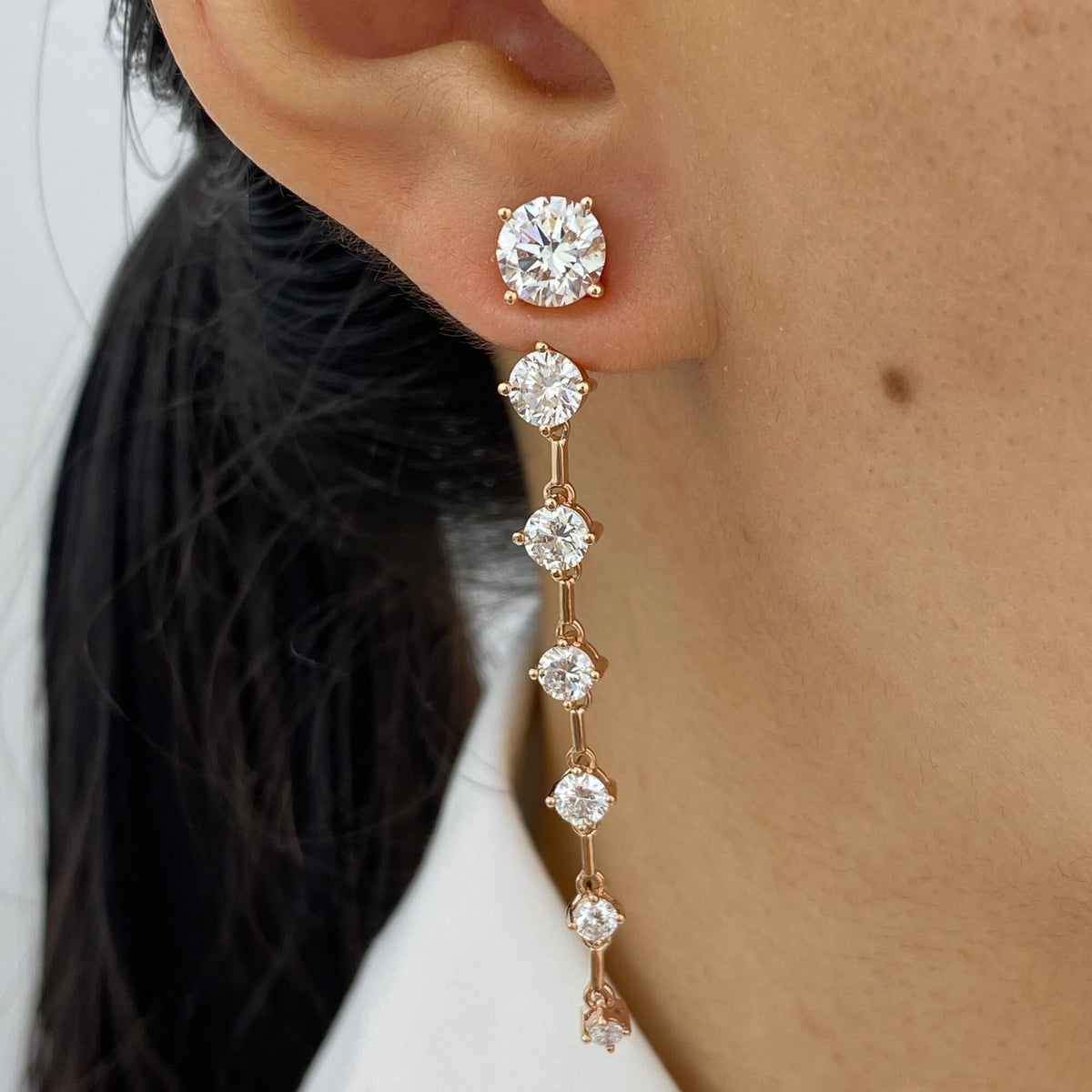 Sadie 4.2 Round Lab-Grown Diamond Chain, Drop Earrings
