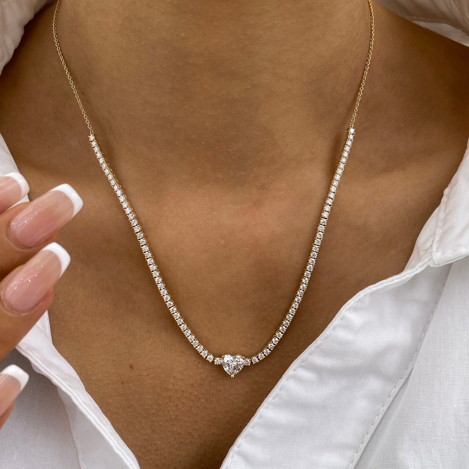 Cecily 3.0 Heart Lab-Grown Diamond Tennis, Solitaire Necklace